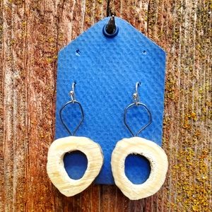 Antler Hoop Earrings Silver & Black Accents